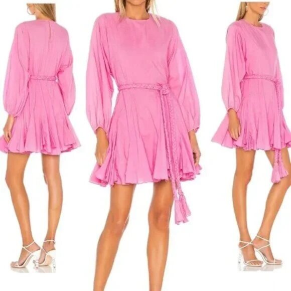 NEW $428 RHODE ELLA FLOWY MINI DRESS IN PRISM PINK SIZE XS - Picture 2 of 6